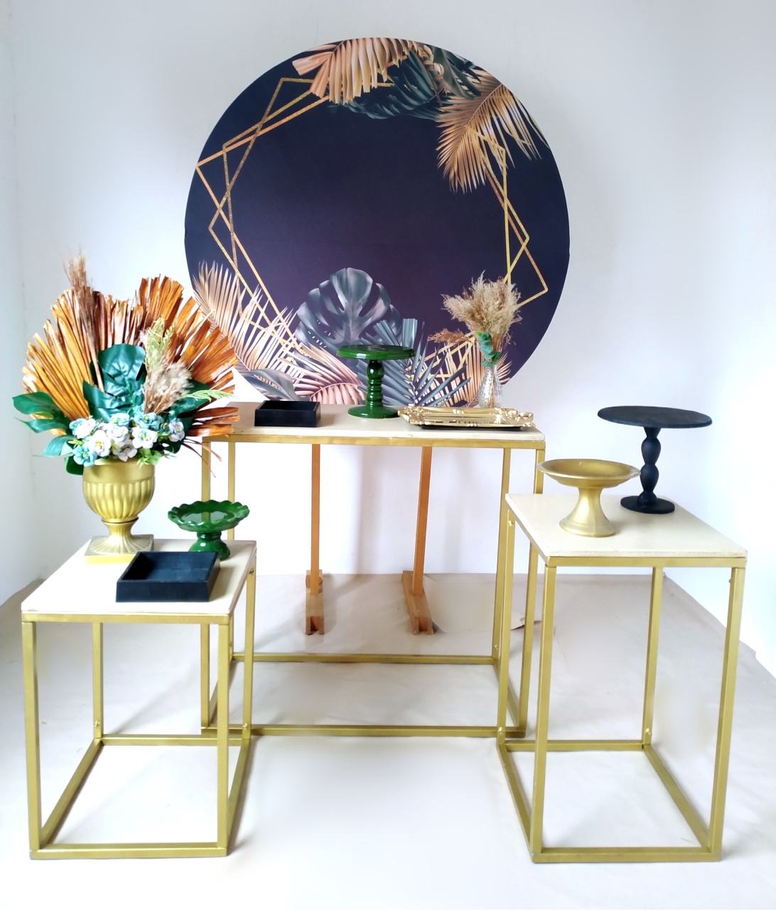 Folhas Verde E Dourado - Kit Prata - Beca Decorações