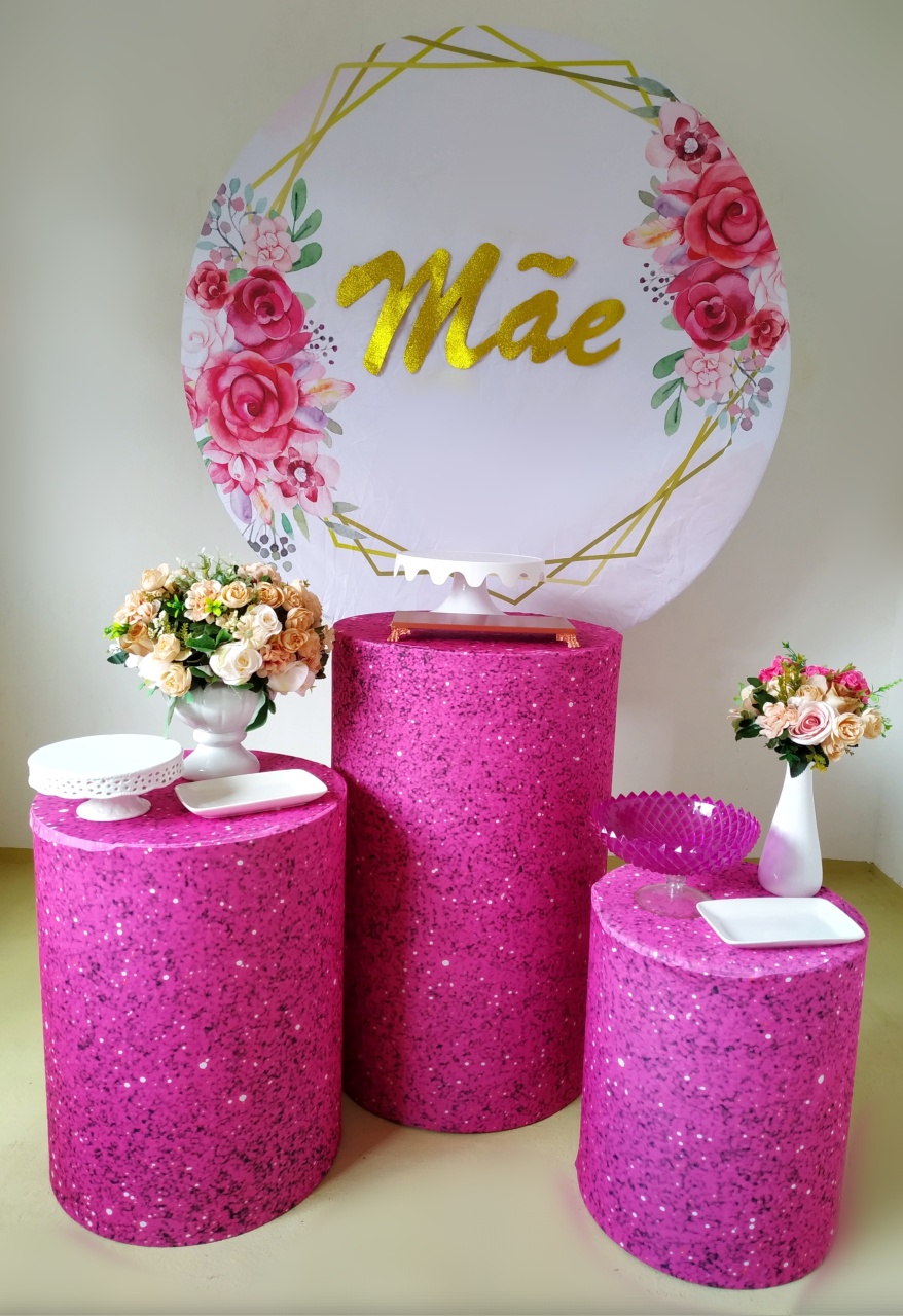 Dia das Mães Rosa Pink - Kit Prata - Beca Decorações