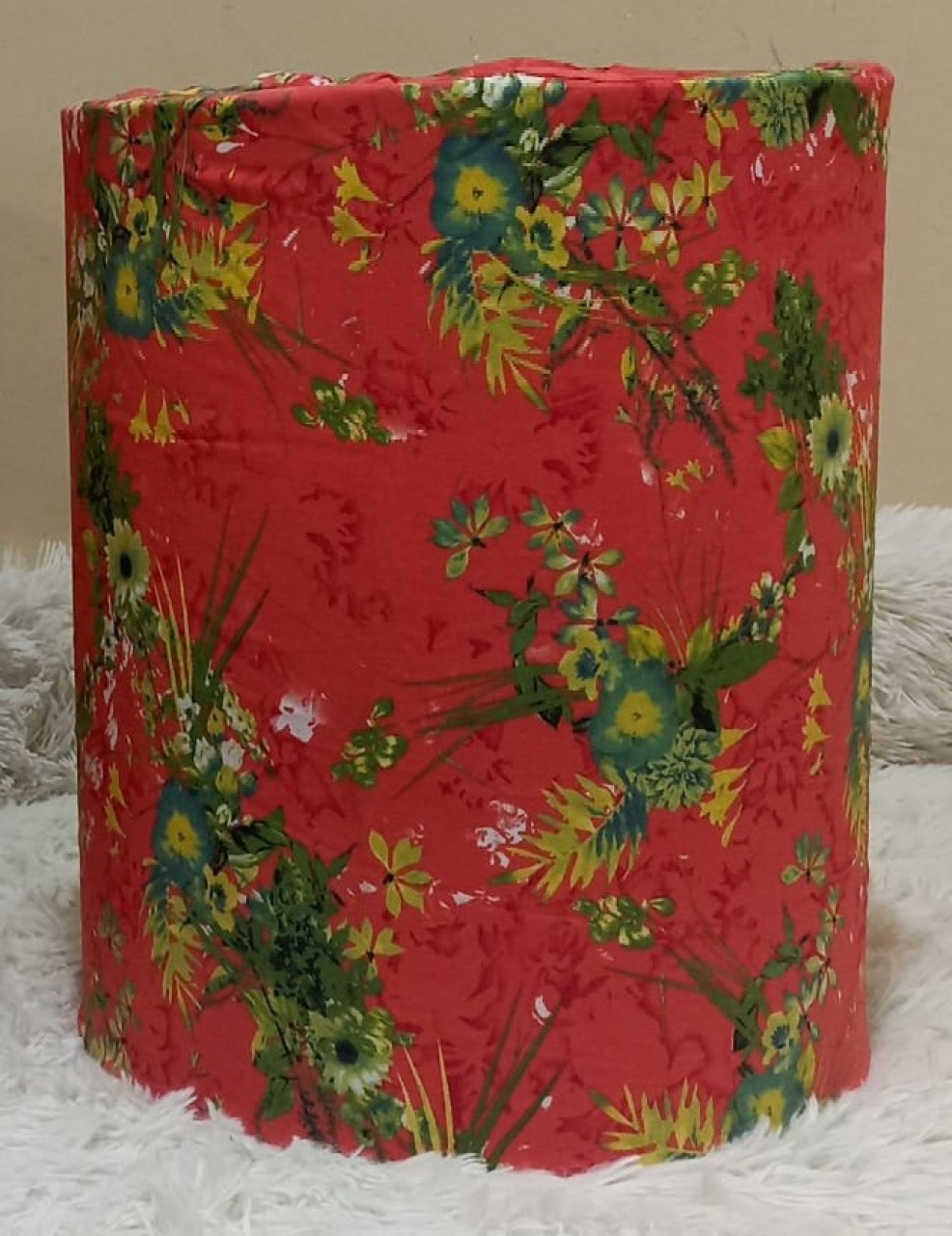 Capa de Cilindro Floral Laranja E Verde P (Locação) - Beca Decorações