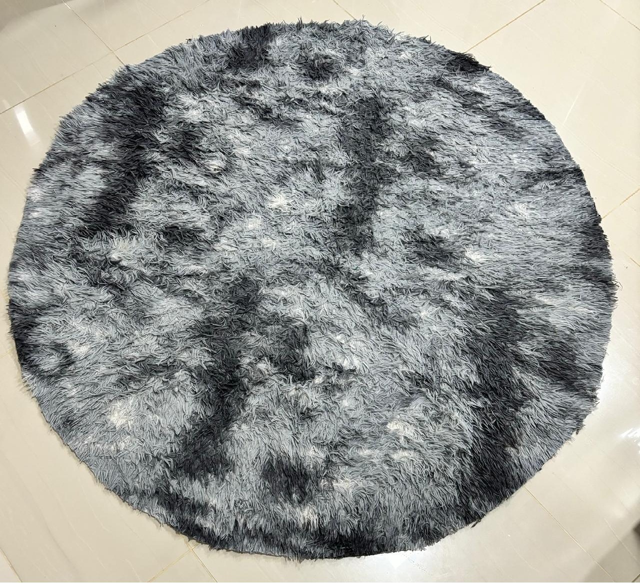 Tapete Pelo Azul Mesclado Redondo (Locação) - Beca Decorações
