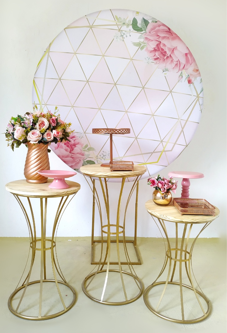 Mosaico Floral Rosa (Mesas Cinturinhas) - Beca Decorações