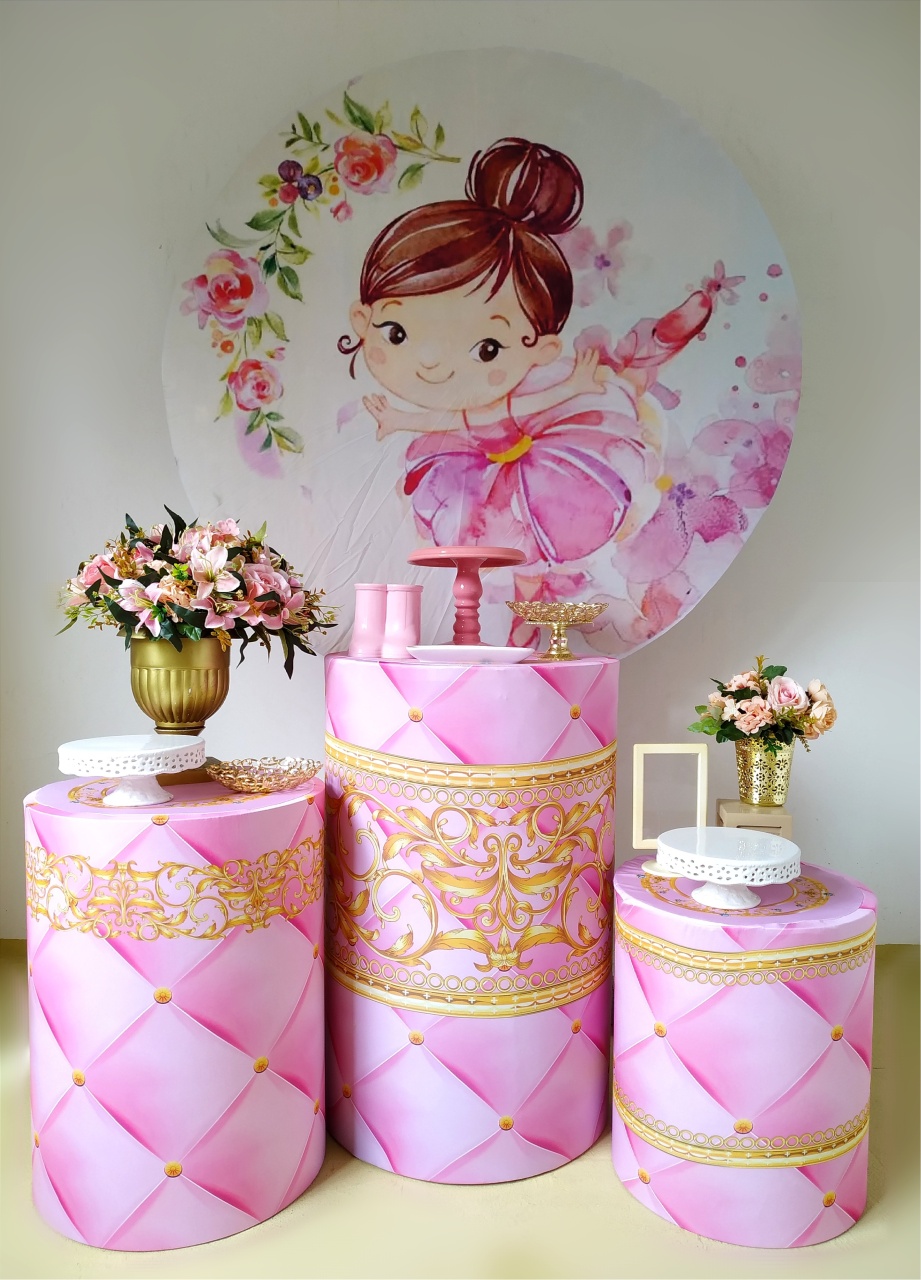 Bailarina  Com Capas Rosa (Kit Prata) - Beca Decorações