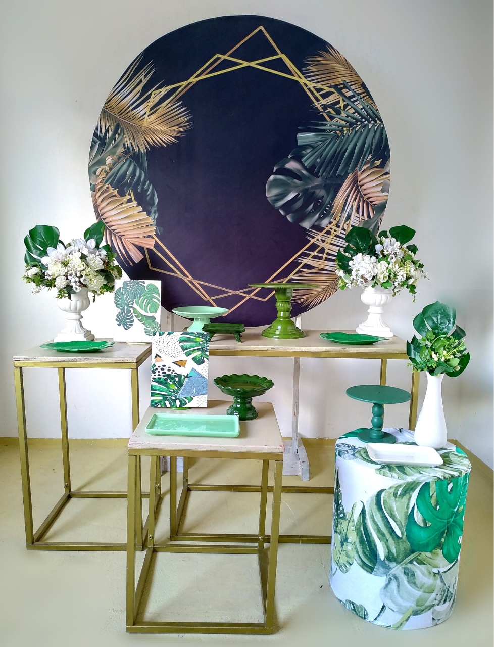 Folhas Verdes Com Dourado - Kit Ouro - Beca Decorações