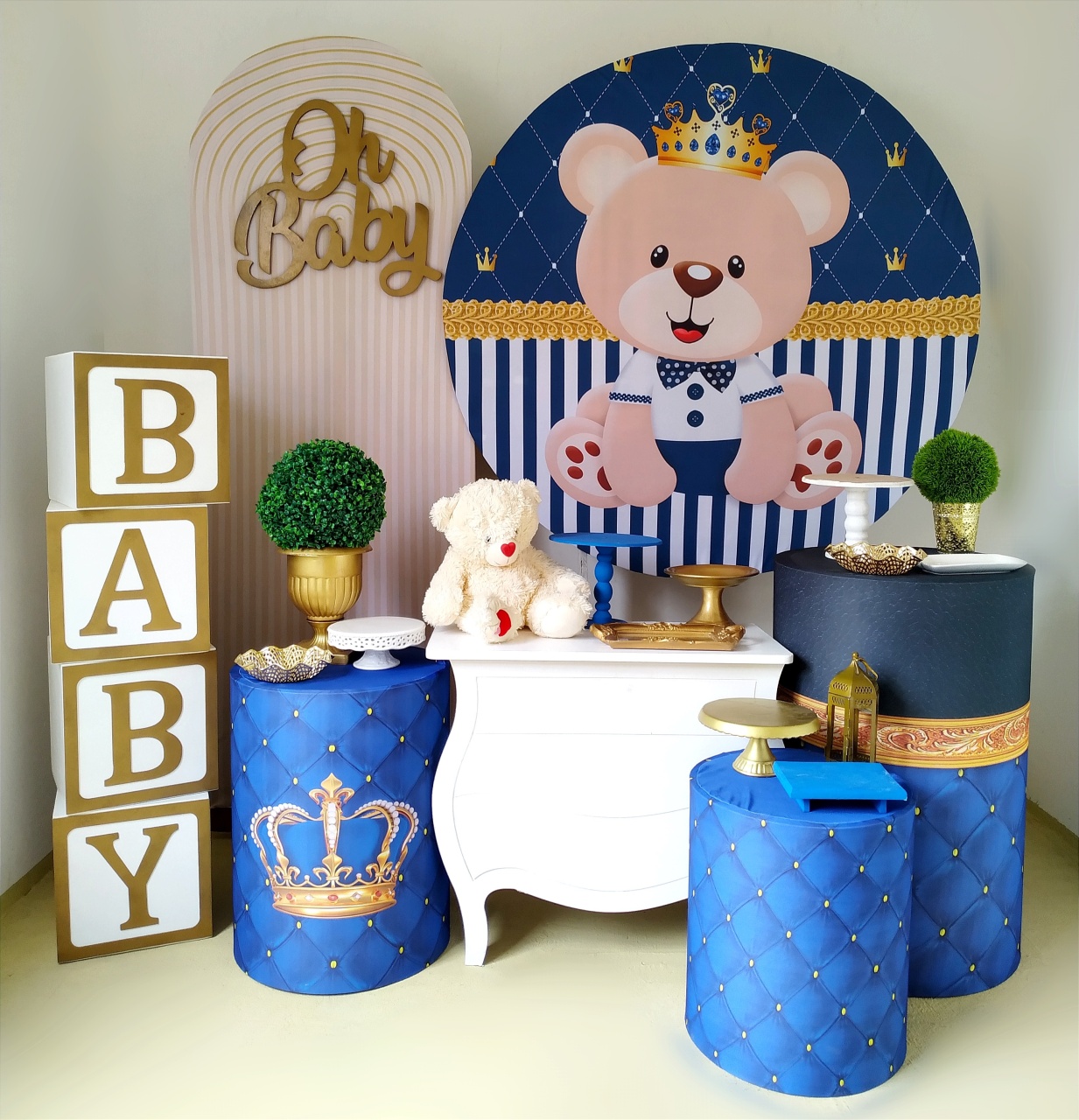 Ursinho Príncipe Com Cubos Baby - Kit Diamante  - Beca Decorações