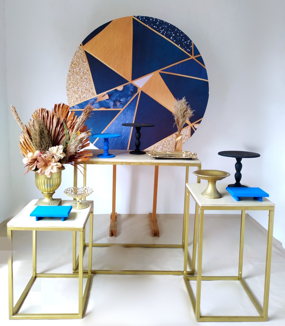 Mosaico Azul E Dourado - Kit Prata - Beca Decorações