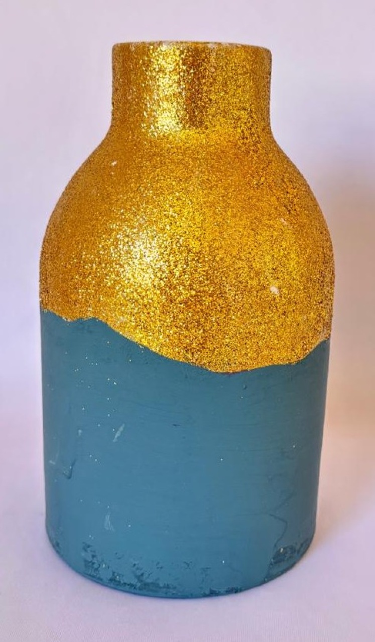 Vaso de Louça Azul Escuro Com Glitter (Locação) - Beca Decorações