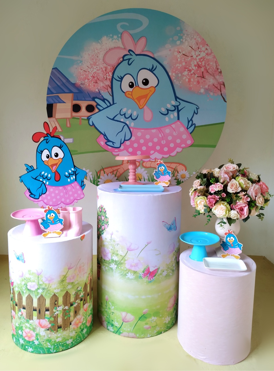 Galinha Pintadinha Rosa - Kit Prata - Beca Decorações