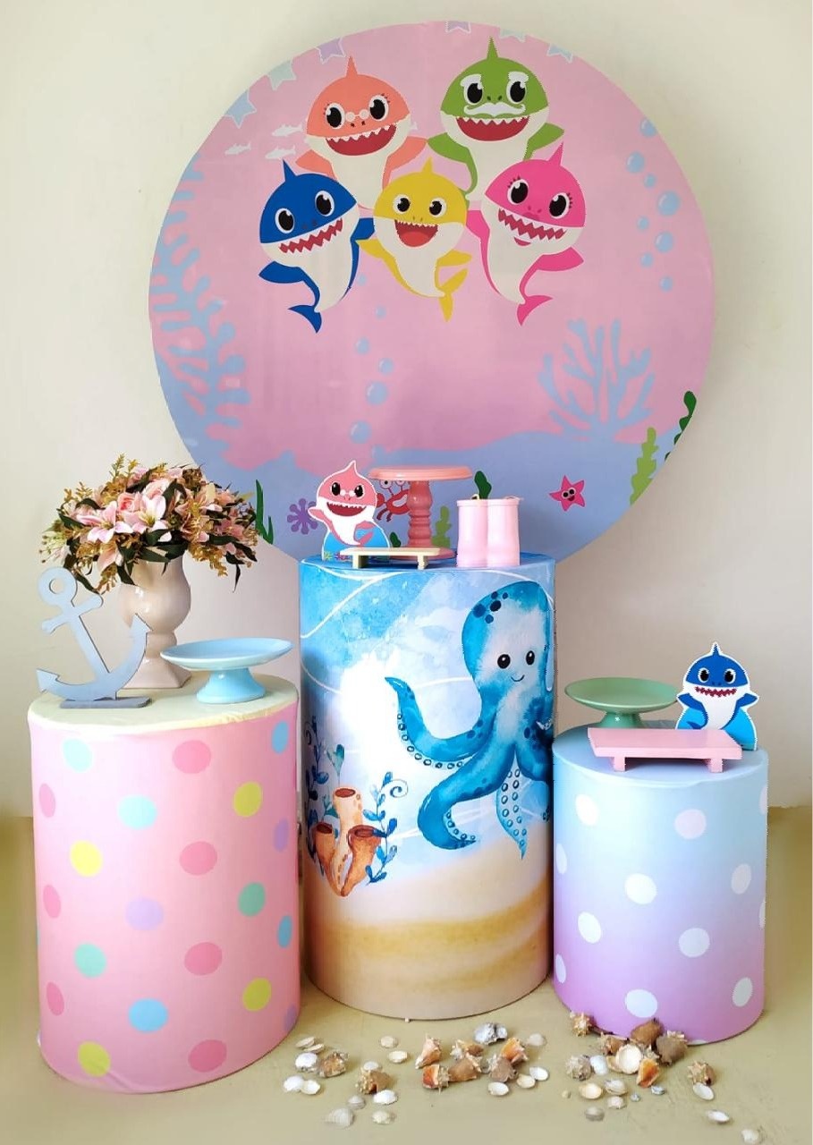 Baby Shark Menina - Kit Prata  - Beca Decorações
