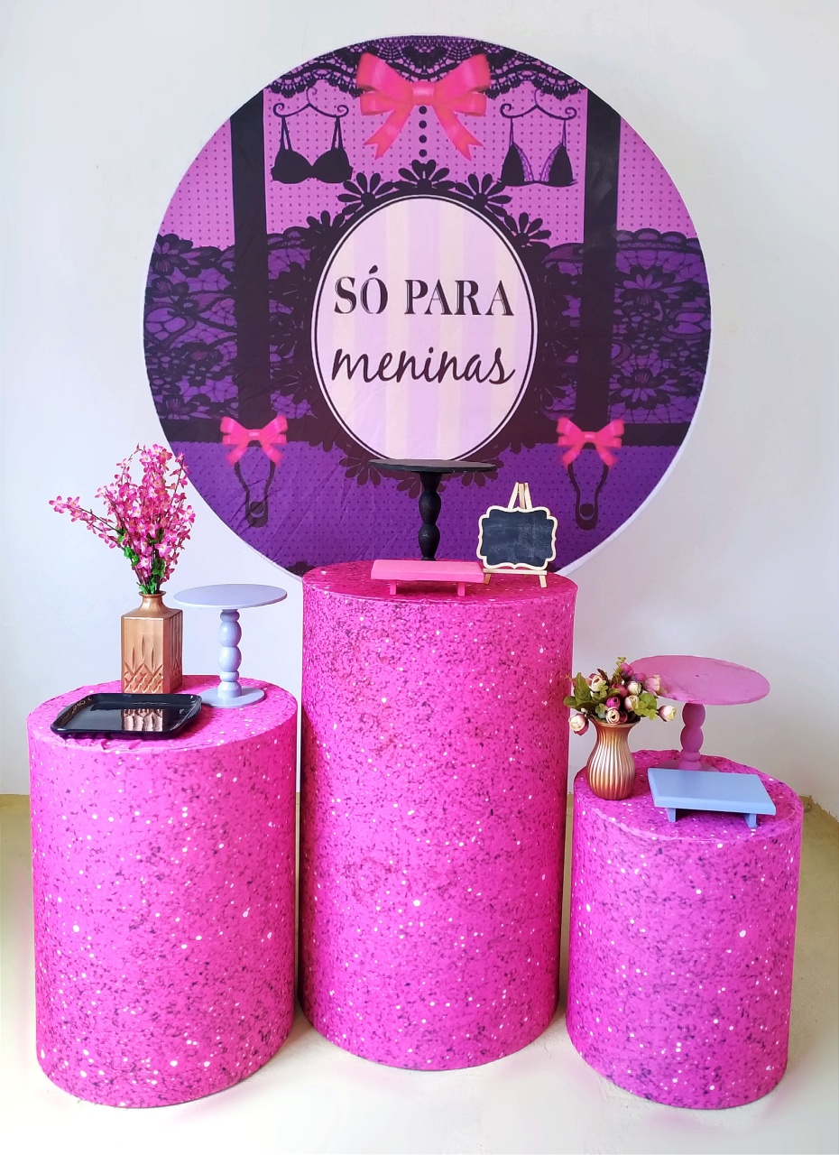 Chá de Lingerie Com Cilindros Rosa  - Beca Decorações