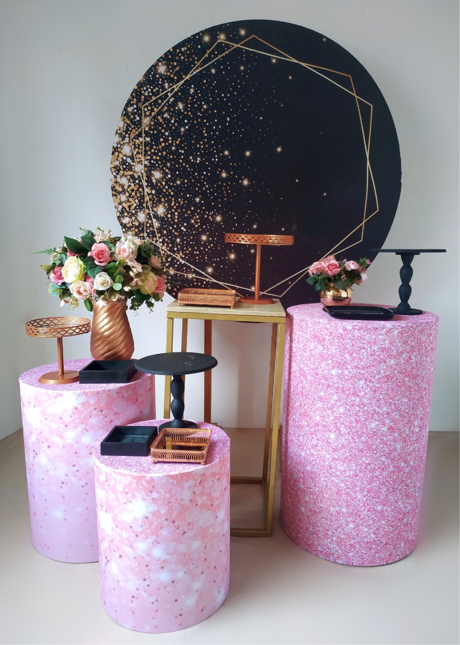 Glitter Preto E Rosa - Kit Ouro - Beca Decorações