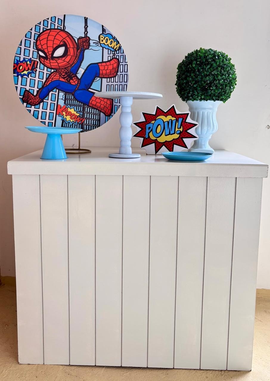 Homem Aranha Cute Mesa Branca (Mini Kit)   - Beca Decorações