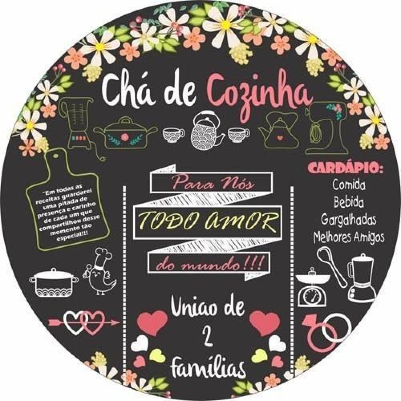 Painel Redondo Chá de Cozinha (Locação) - Beca Decorações