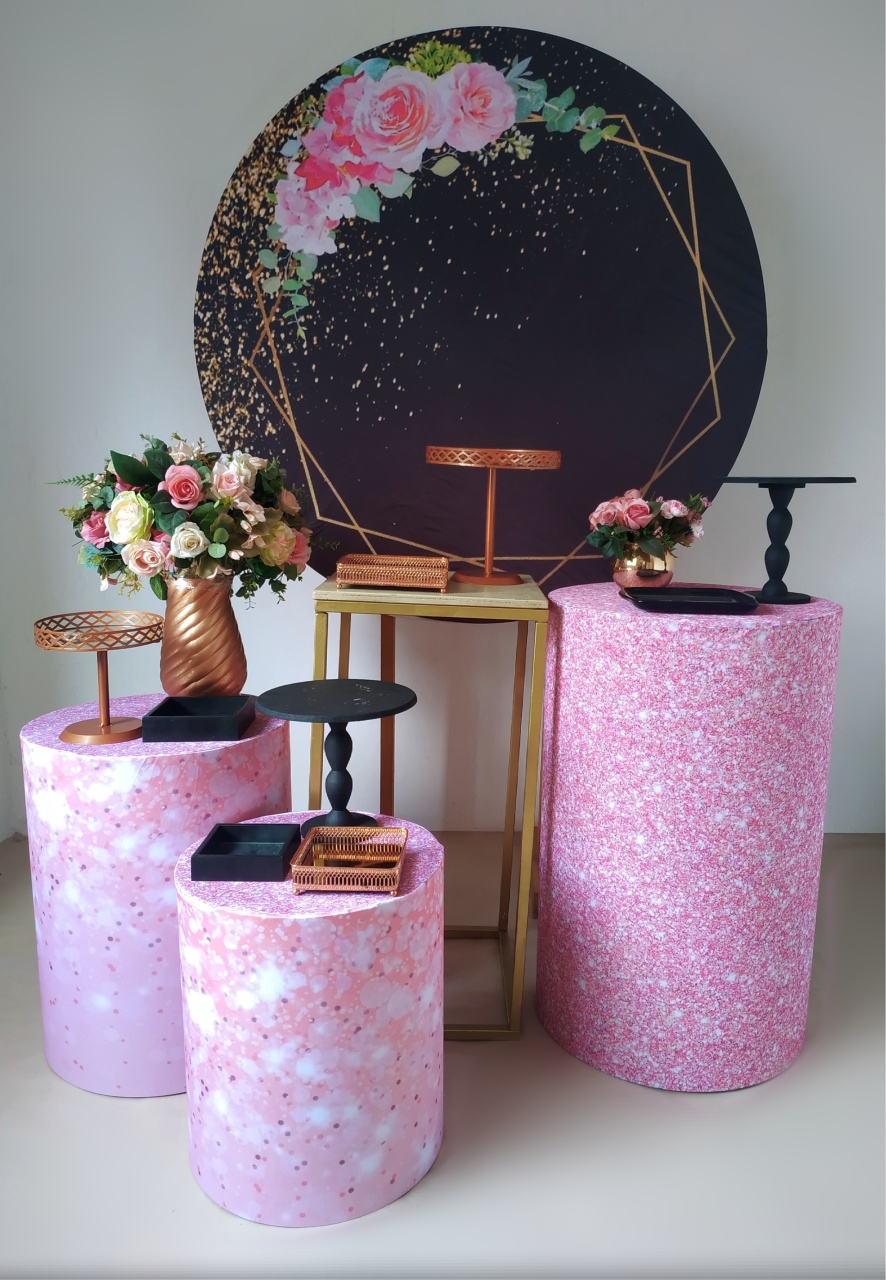 Floral Preto E Rosa - Kit Ouro - Beca Decorações