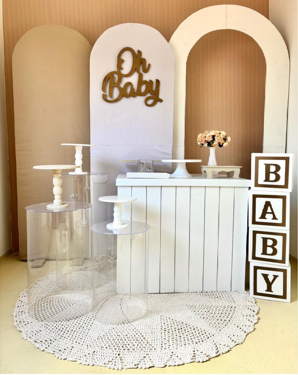 Chá de Bebê Neutro Com 3 Painéis  (2) - Beca Decorações