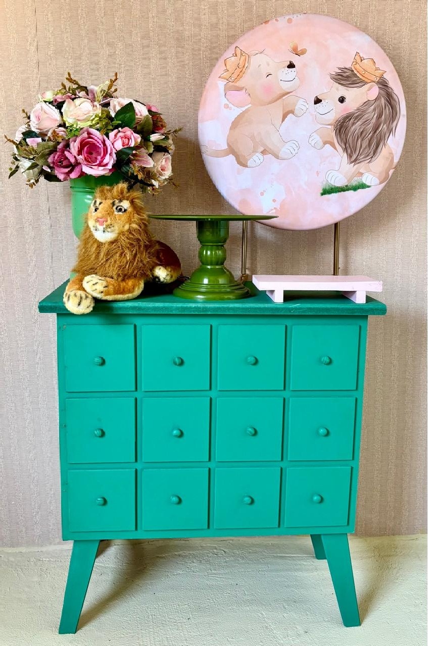 Leãozinho Cômoda Verde (Mini Kit)     - Beca Decorações