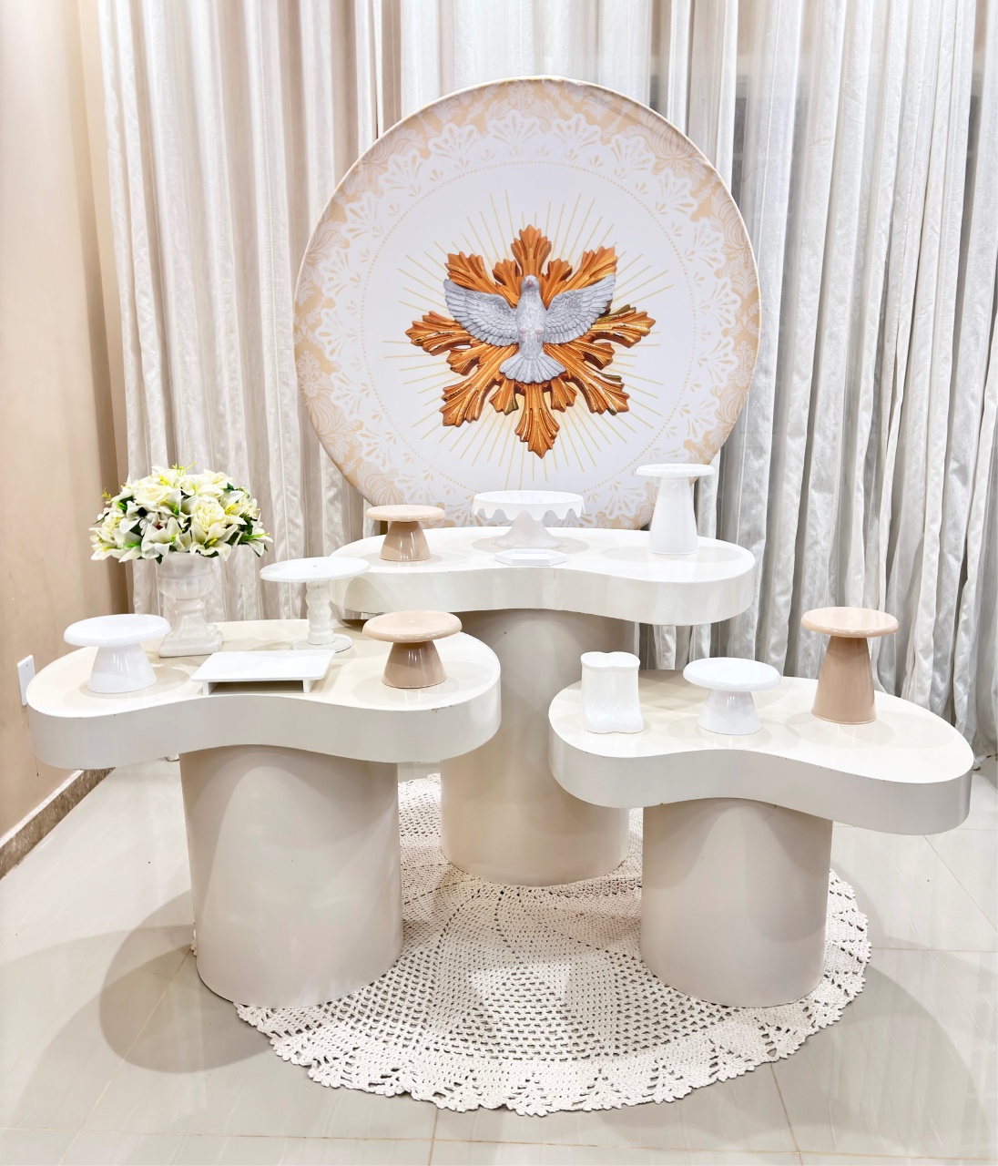 Batizado Pomba- Mesas Orgânicas  - Beca Decorações
