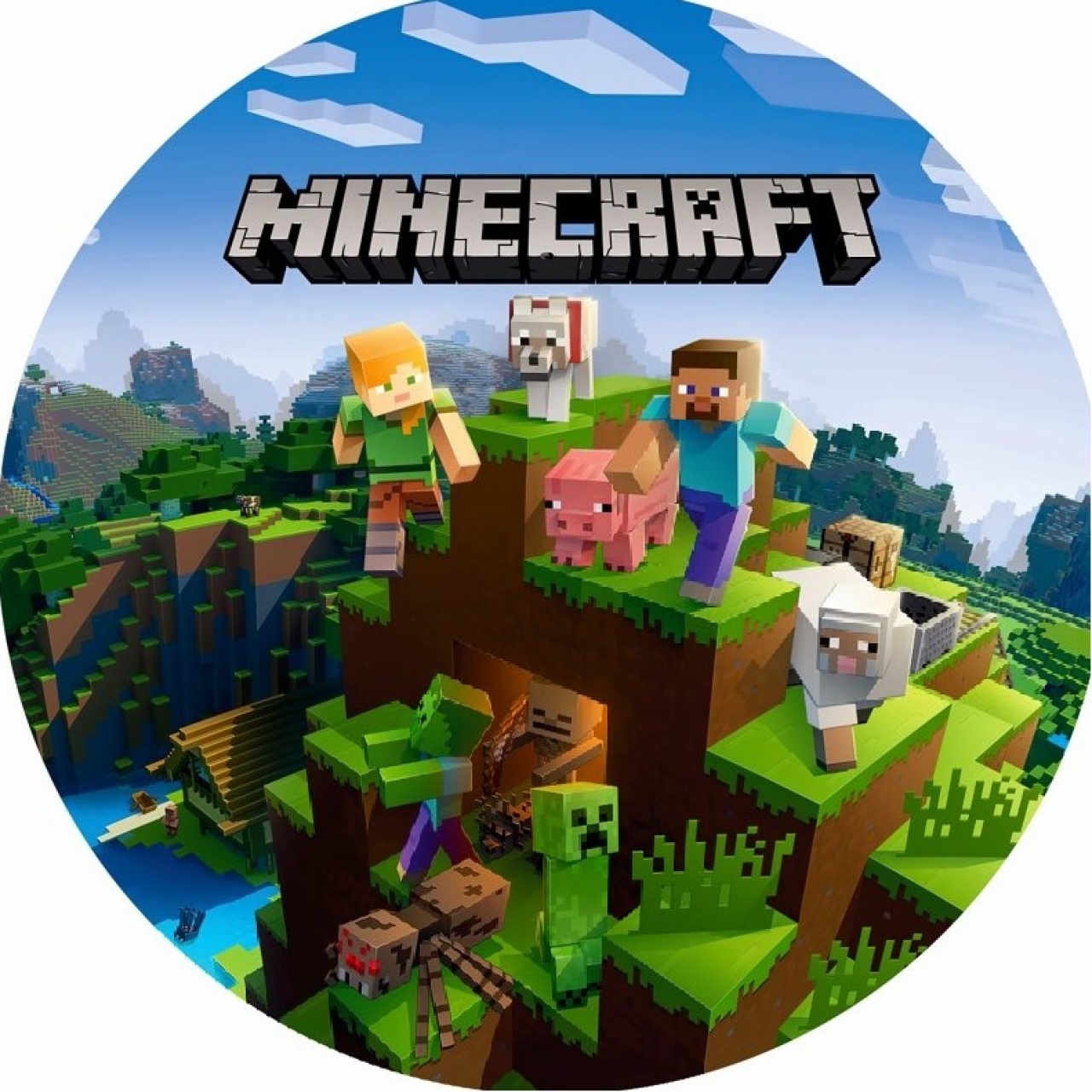 Painel Redondo Minecraft (Locação) - Beca Decorações