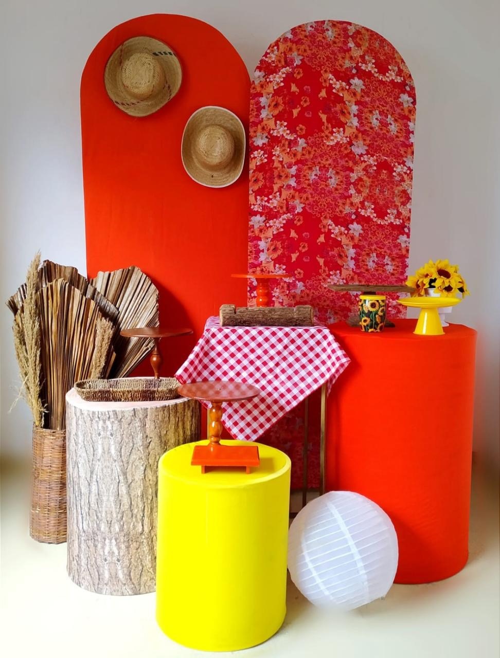 Junino Laranja E Flores - Beca Decorações