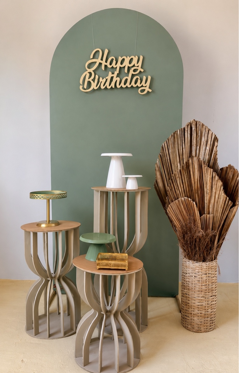 Verde Romano Com Mesas Ampulhetas (1 Painel) - Beca Decorações