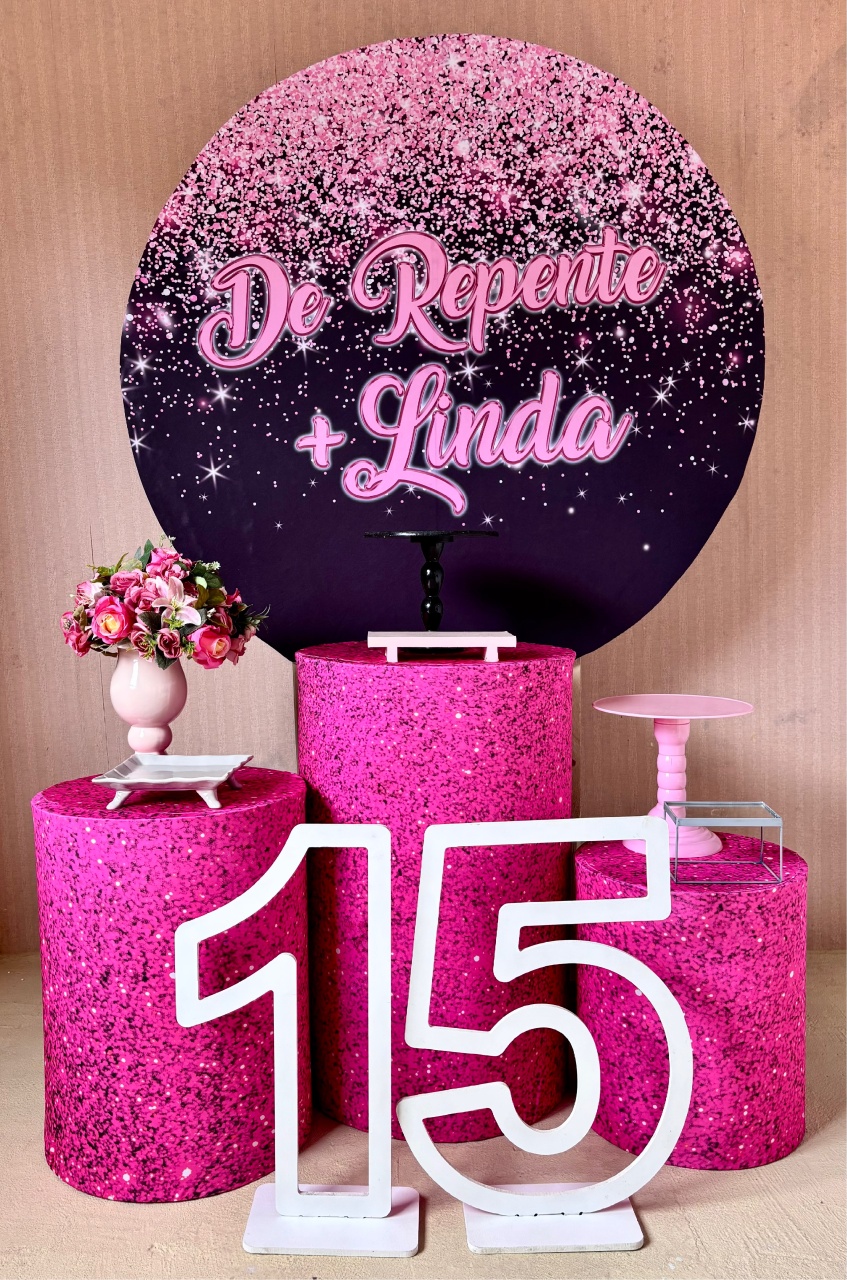 de Repente + Linda 15 Anos (Kit Prata)    - Beca Decorações