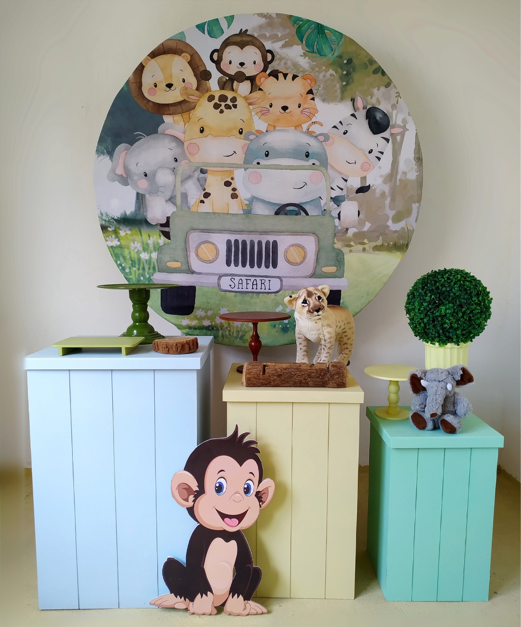 Safari Baby Com Mesinhas - Kit Prata  - Beca Decorações