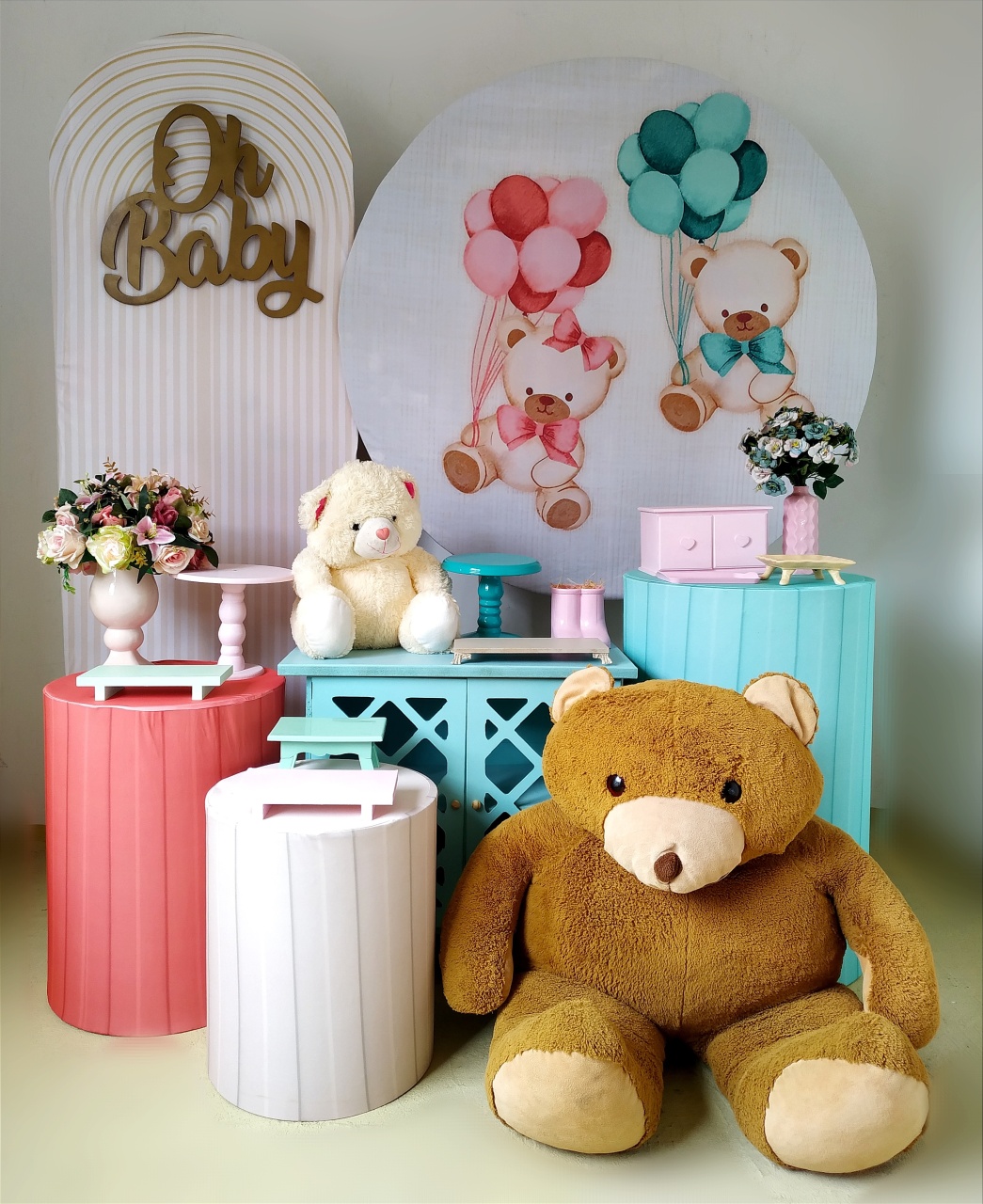 Chá Revelação Ursos Rosa E Verde ( Kit Diamante 3) - Beca Decorações