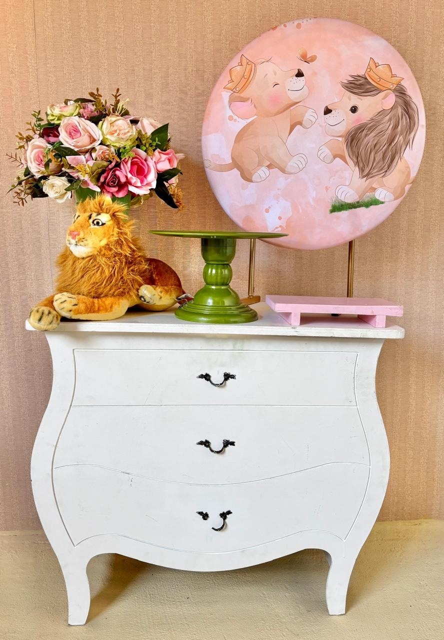Leãozinho Cômoda Branca (Mini Kit)     - Beca Decorações