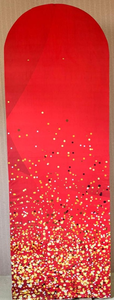  Painel Lateral Vermelho Com Glitter Dourado (Locação) - Beca Decorações