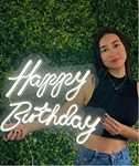 Letreiro Happy Birthday Led Branco Frio (Locação) - imagem 1