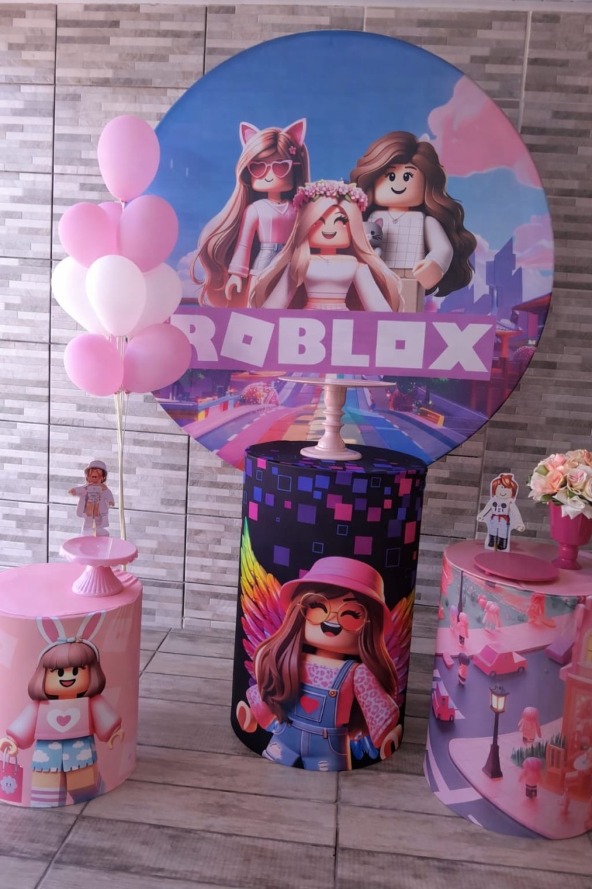 Kit Básico - Roblox Rosa - Bonequinha Preta Festas