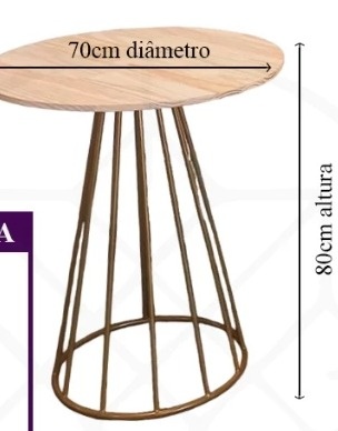 Mesa Redonda Cone Em Ferro E Madeira (G) - Bonequinha Preta Festas