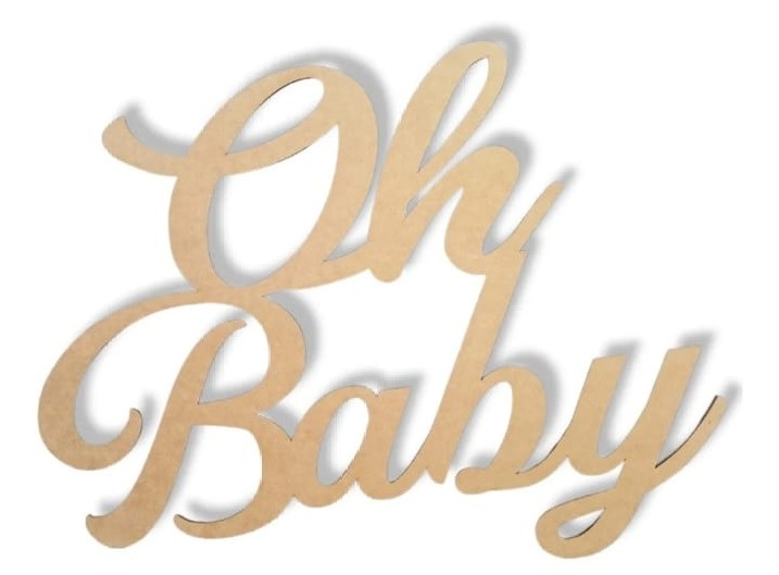 Letreiro Oh Baby Mdf Dourado - Bonequinha Preta Festas