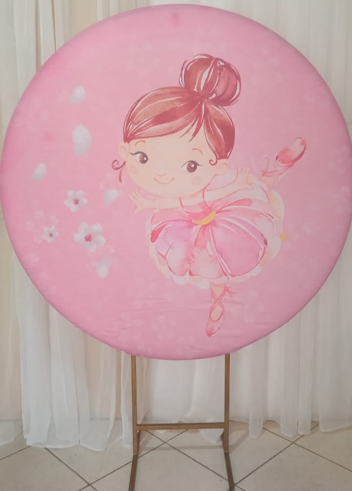 Capa Para Painel Redondo Bailarina - 1,5Mt - Bonequinha Preta Festas