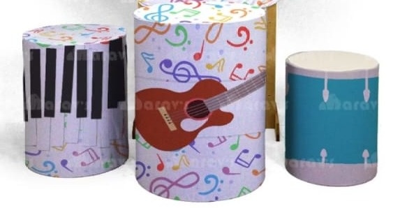 Trio de Capa Para Cilindro Bateria / Instrumento Musical  - Bonequinha Preta Festas