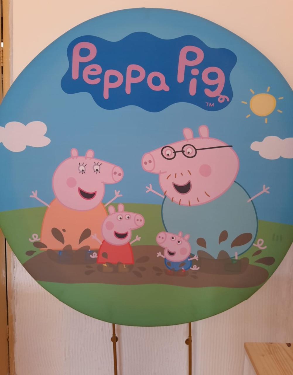 Capa Para Painel Redondo Peppa Pig - 1,5Mt - Bonequinha Preta Festas