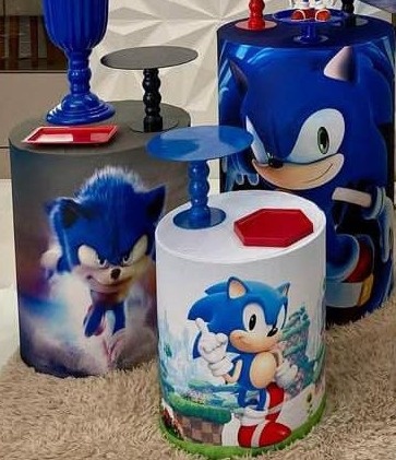 Trio de Capa Para Cilindro Sonic - Bonequinha Preta Festas