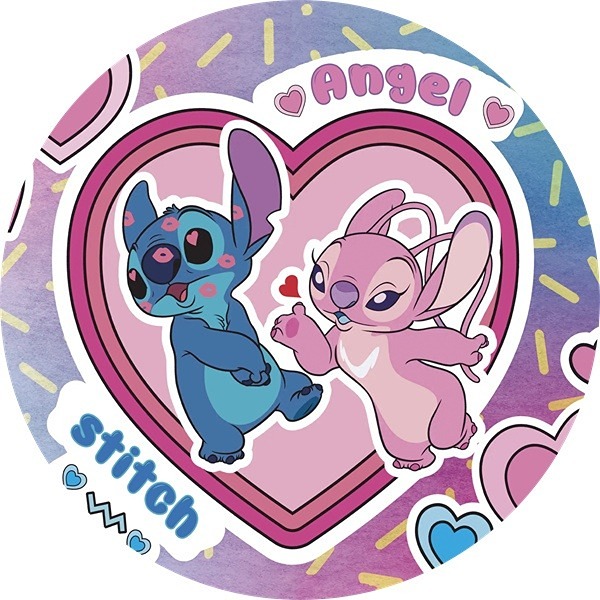 Capa Para Painel Redondo Stitch E Angel 1,5Mt - Bonequinha Preta Festas