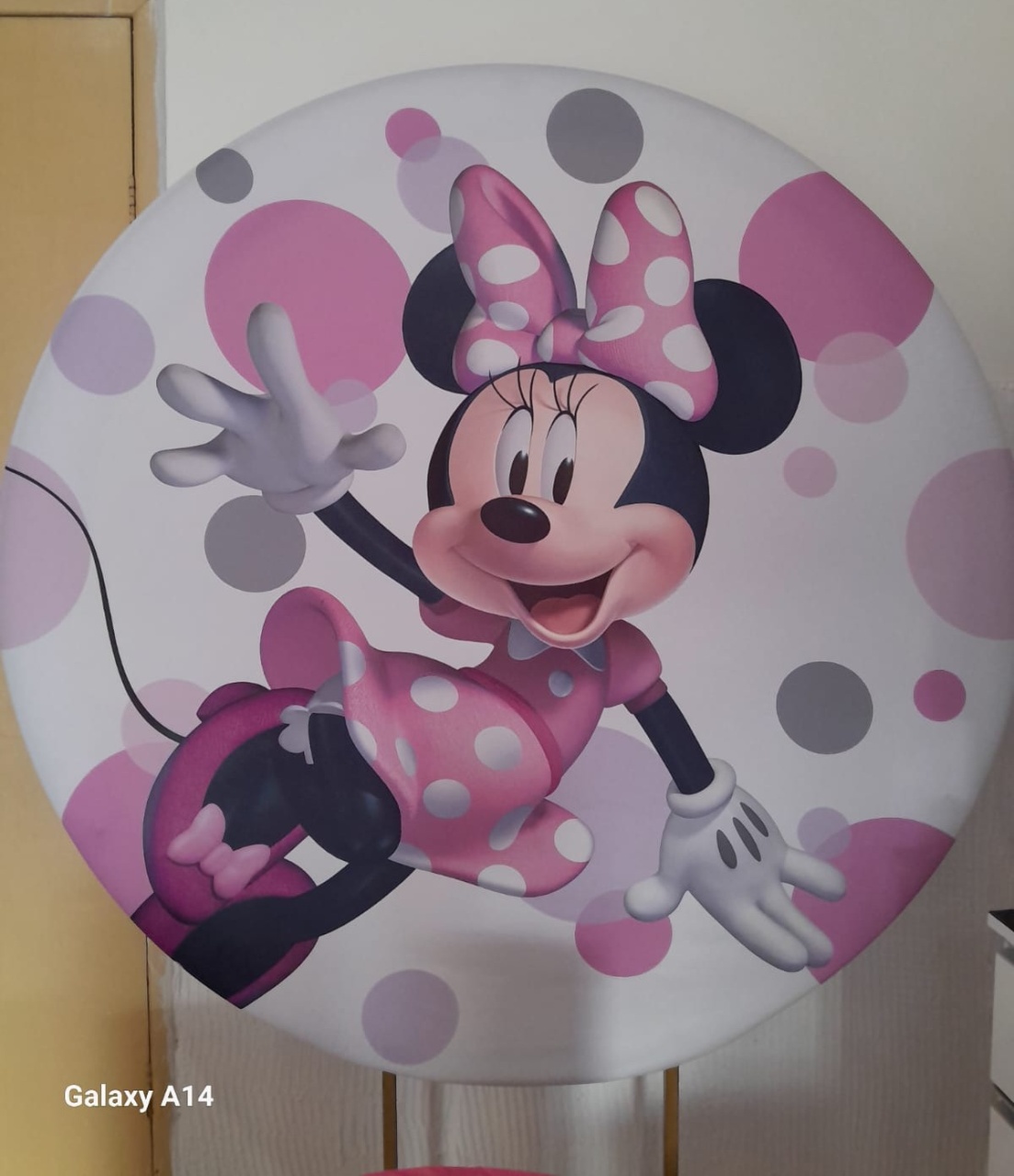 Capa Para Painel Redondo Minnie Rosa 1,5Mt - Bonequinha Preta Festas
