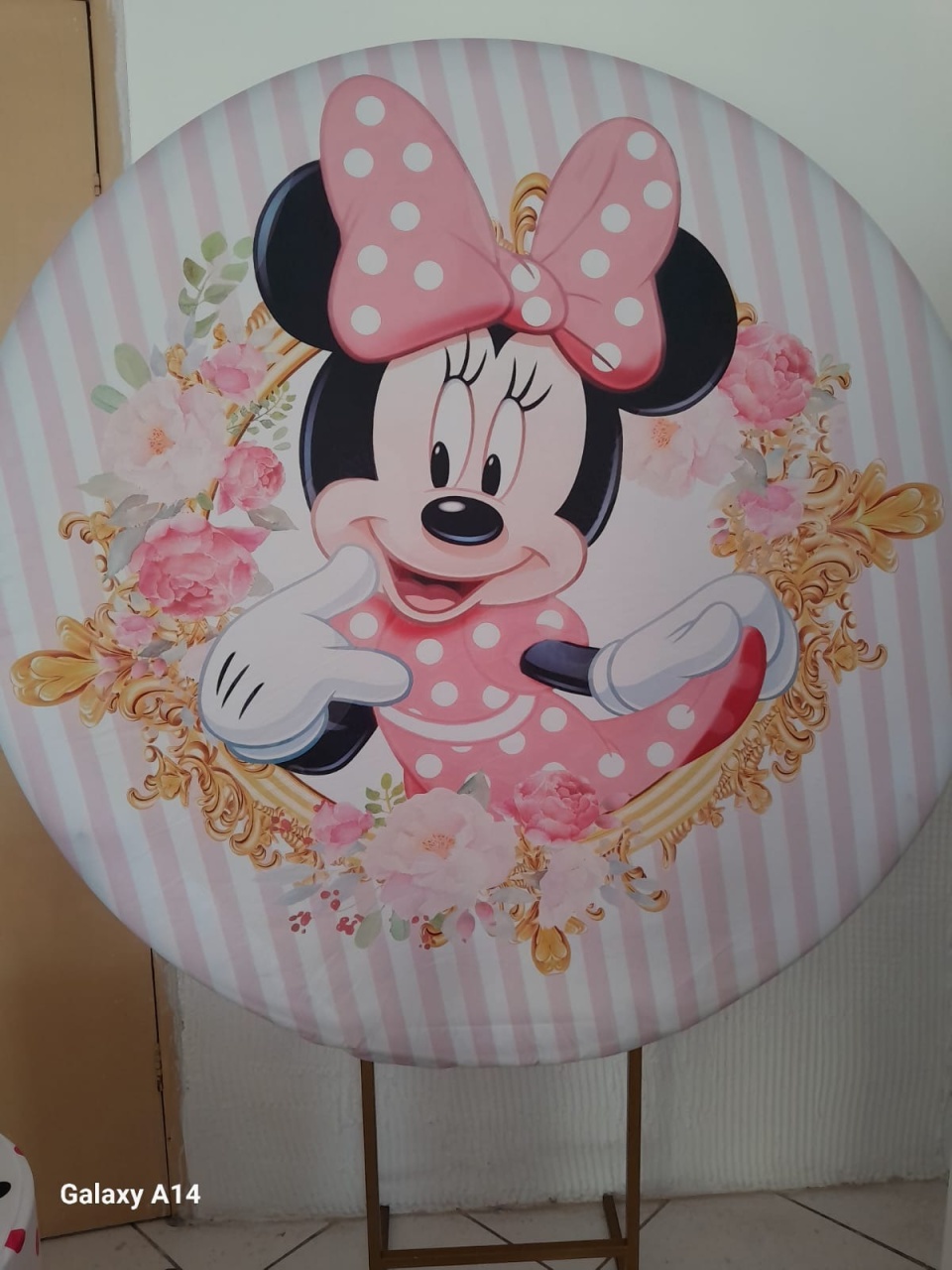 Capa Para Painel Redondo Minnie Rosa 1,5Mt - Bonequinha Preta Festas