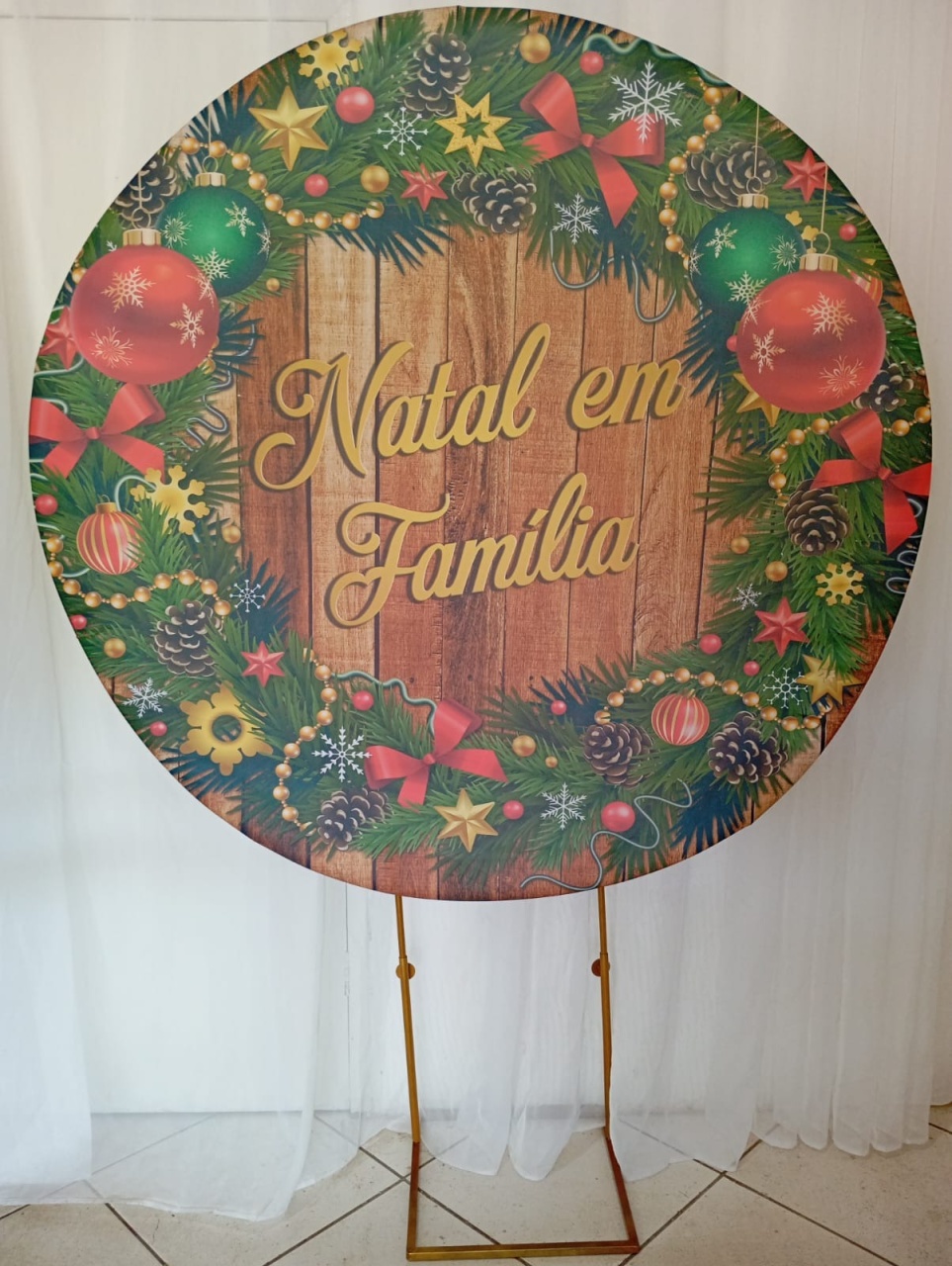 Capa Para Painel Redondo Natal - 1,5Mt - Bonequinha Preta Festas