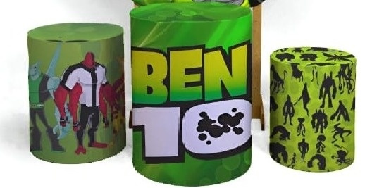 Trio de Capa Para Cilindro Ben 10 - Bonequinha Preta Festas