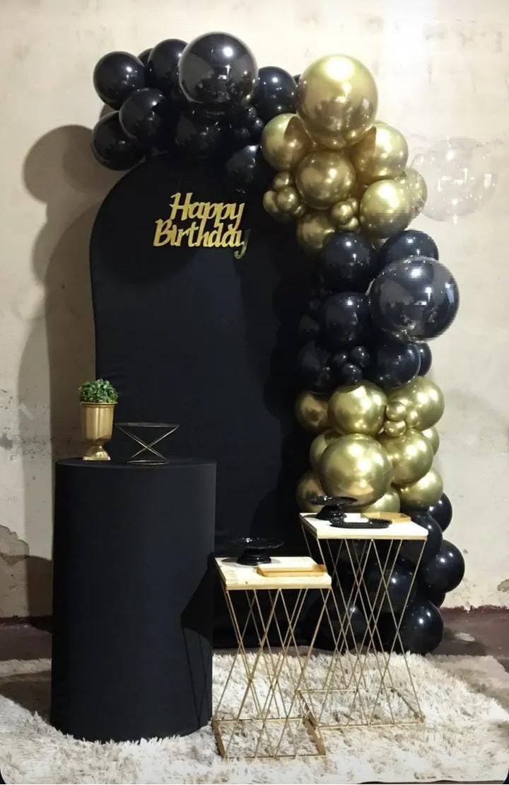 Kit Básico - Preto - Painel Romano - Bonequinha Preta Festas
