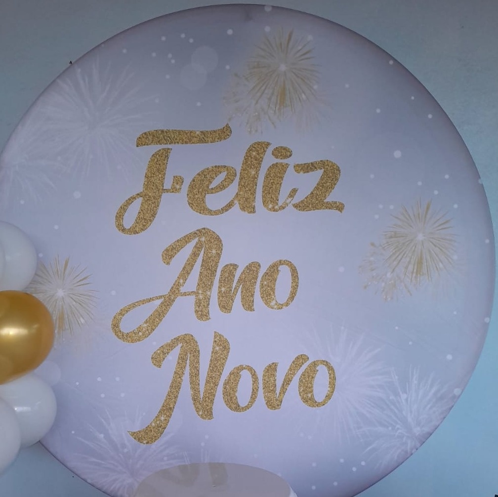 Capa Para Painel Redondo Ano Novo - 1,5Mt - Bonequinha Preta Festas