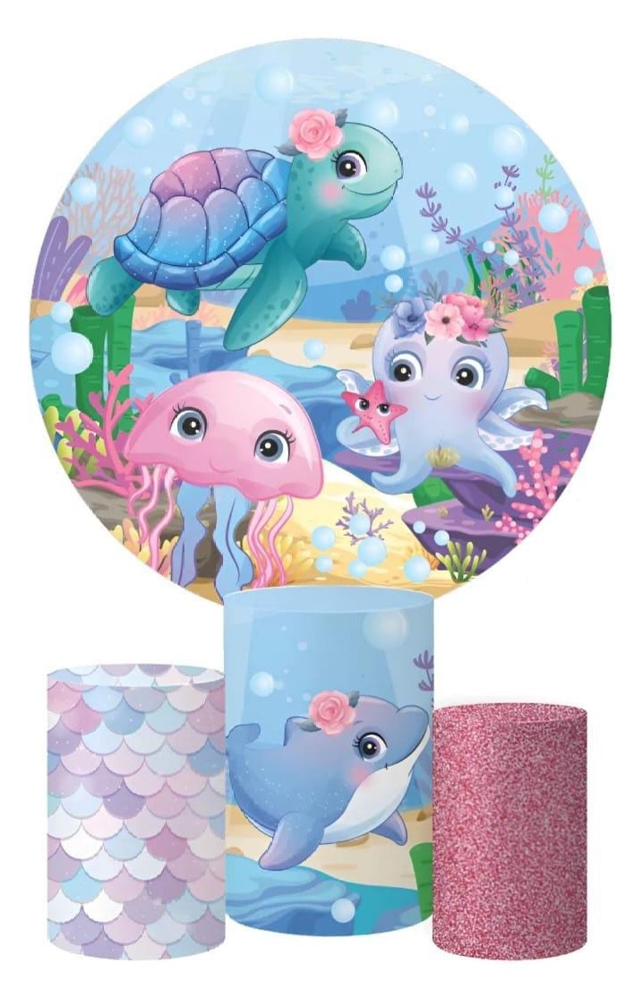 Kit Completo - Fundo Do Mar Rosa - Bonequinha Preta Festas