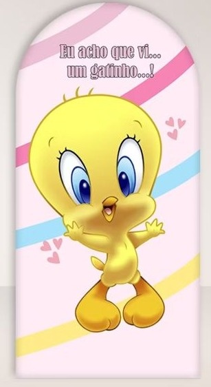 Capa Para Painel Romano Piu Piu / Looney Tunes - Bonequinha Preta Festas