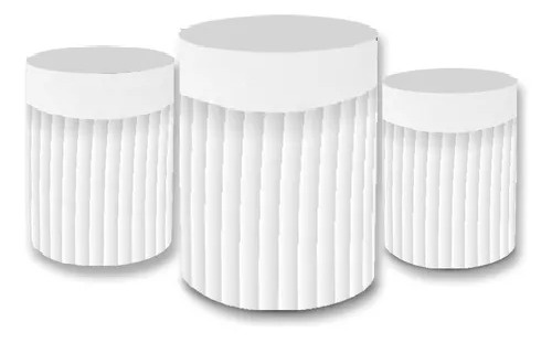 Trio de Capa Para Cilindro Branco Listrado - Bonequinha Preta Festas