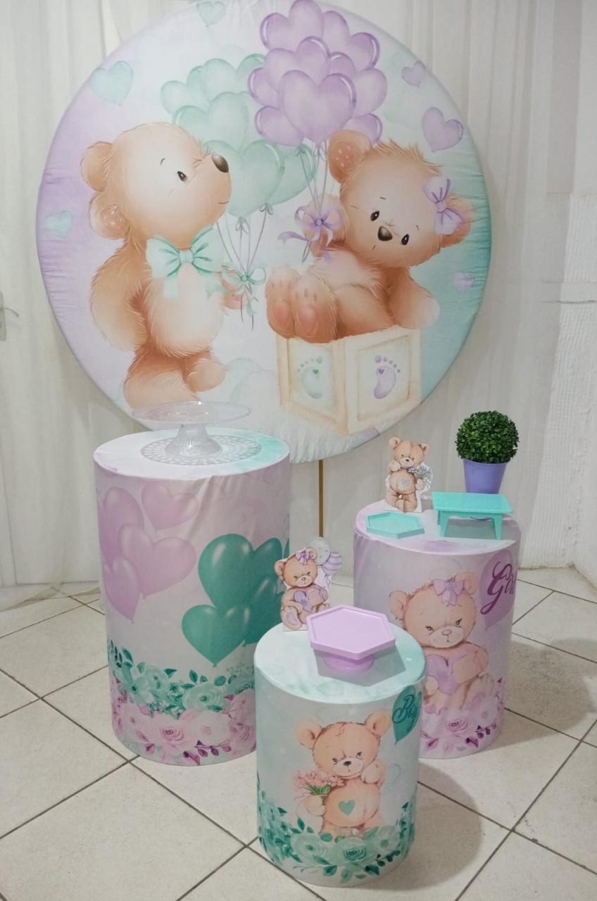 Kit Completo - Chá Revelação Verde E Lilás - Bonequinha Preta Festas