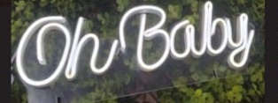 Mini Letreiro Led Oh Baby - Bonequinha Preta Festas