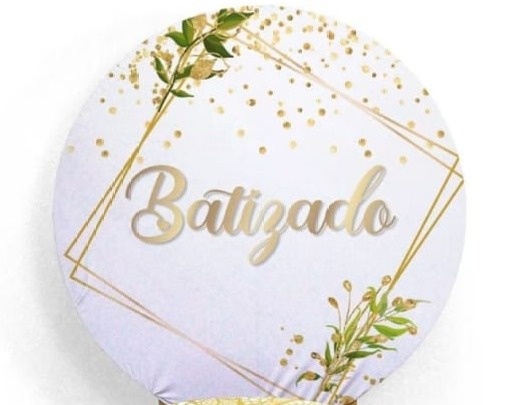 Capa Para Painel Redondo Batizado - 1,5Mt - Bonequinha Preta Festas