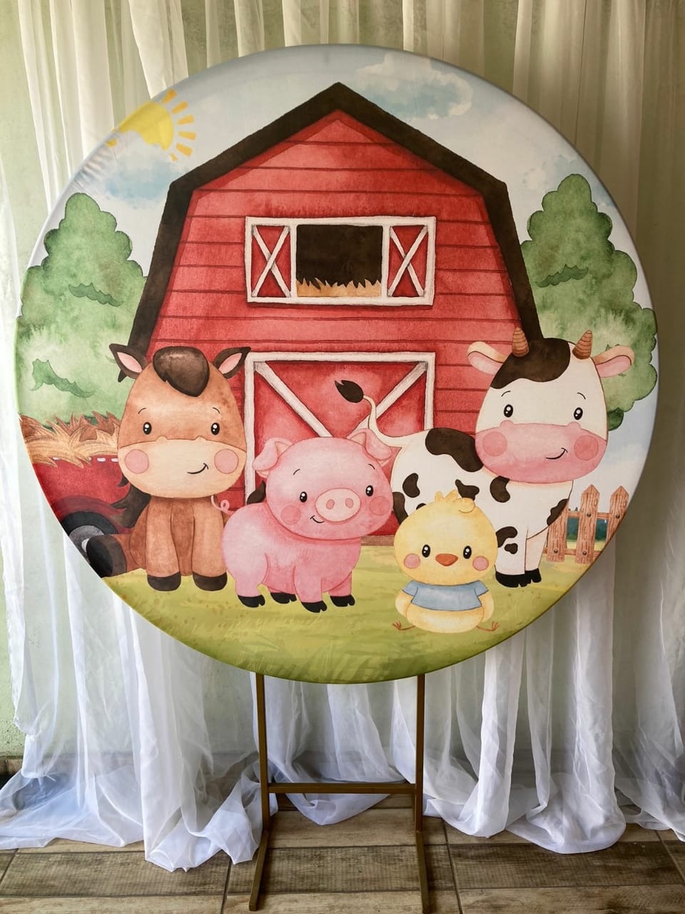 Capa Para Painel Redondo Fazendinha - 1,5Mt - Bonequinha Preta Festas